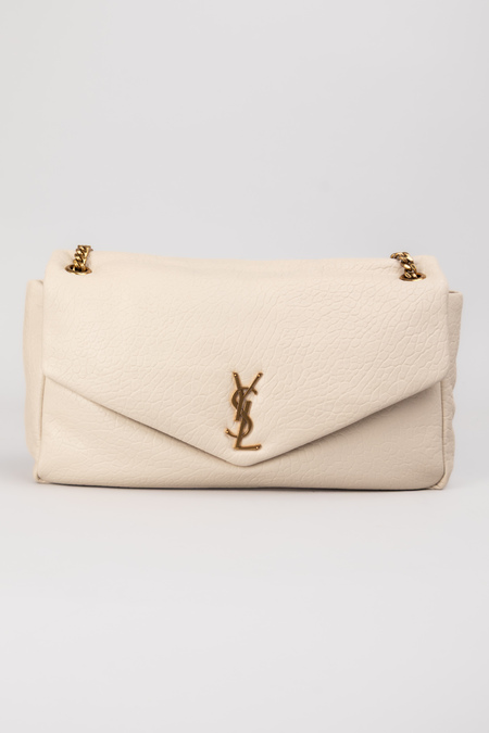 Сумка 38 см золоте лого біла шкіра рельеф 037946