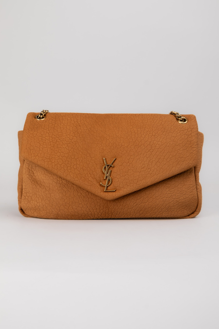 Сумка 38 см золоте лого рудий замш рельеф 037951