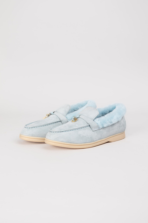 Лофери sky blue хутро небесно блакитний замш 037954