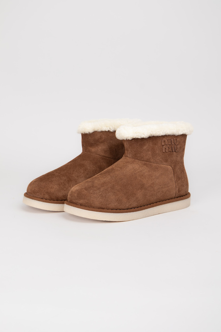 Ugg біле хутро коричневий замш 037955