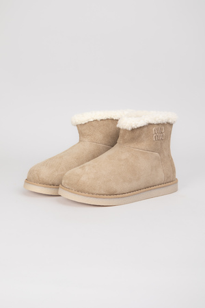 Ugg белый мех светло-серый замш 037956
