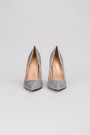 Туфлі 12 см підбори блискітки світло-сіра шкіра 037964