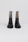Чоботи середні перлини золоте лого чорно-сіра шкіра текстиль 037973