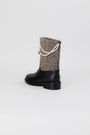 Чоботи середні перлини золоте лого чорно-сіра шкіра текстиль 037973