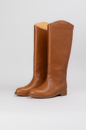 Сапоги высокие рыжая кожа 037979