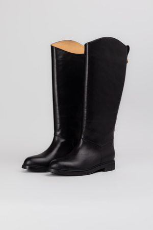 Чоботи високі чорна шкіра 037981