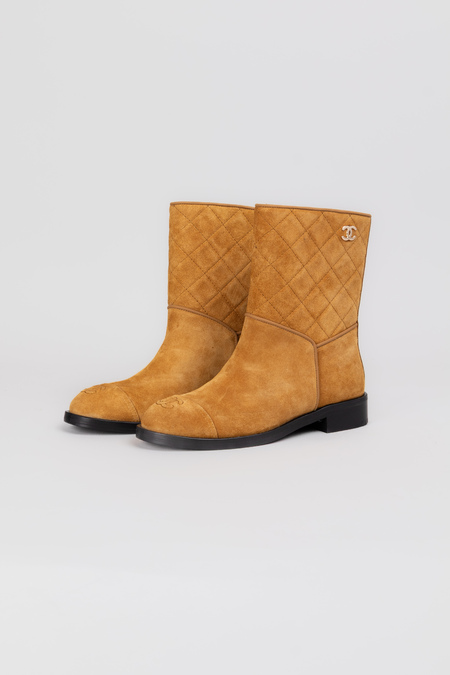 Чоботи золоте лого рудий замш 037984