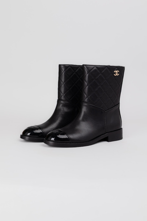 Чоботи золоте лого чорна шкіра 037985