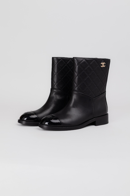 Чоботи золоте лого чорна шкіра 037985