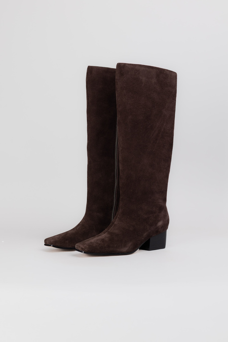Чоботи темно-коричневий замша 037987
