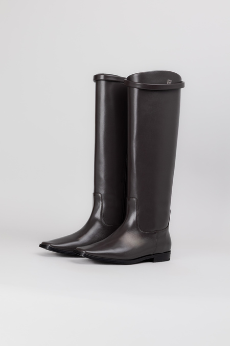 Сапоги темно-серая кожа 037988