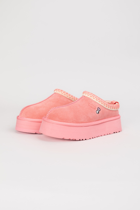 Ugg низькі біла вишивка темно-рожевий замш 037992