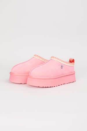 Ugg низькі біла вишивка рожевий замш 037994