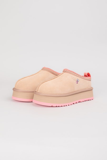 Ugg низкие розовая вышивка светло-бежевый замш 037996