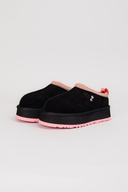 Ugg низкие розовая вышивка черный замш 038004