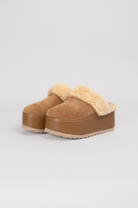 Ugg высокая подошва светло-коричневый замш 038018