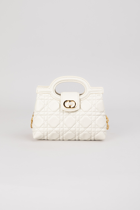 Сумка 18 см золотые аксессуары молочная кожа 038041