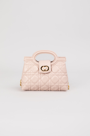 Сумка 18 см золоті аксесуари пудра шкіра 038042