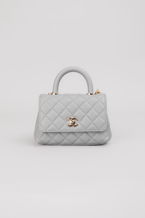 Сумка 18 см золоте лого сіра шкіра 038049