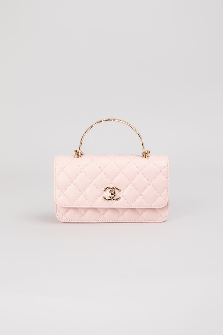 Сумка 19 см золоте лого пудра шкіра 038065