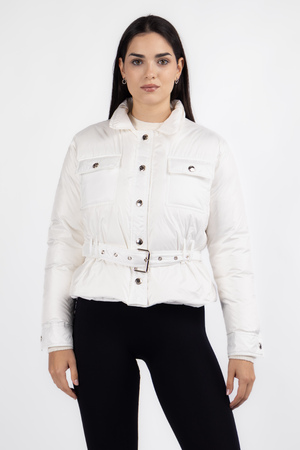 Куртка накладні кишені білий поліестер 038068