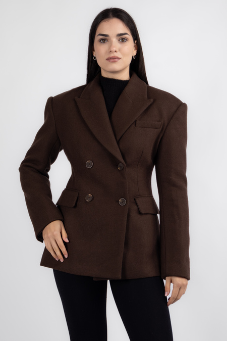 Піджак гудзики коричневий котон 038101