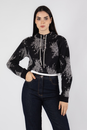 Кофта білий малюнок чорний котон 038110