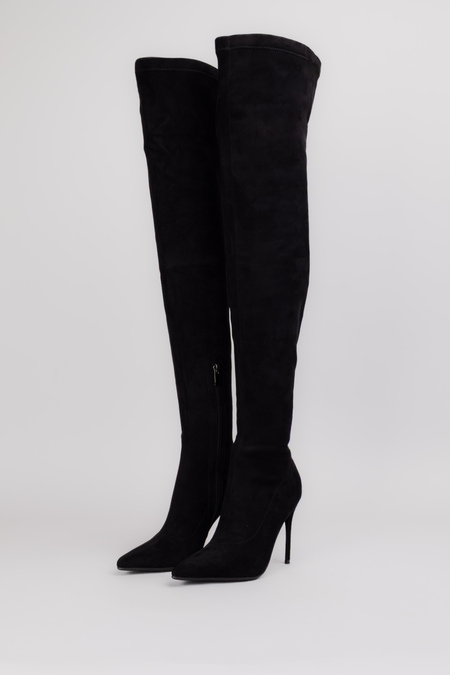 Сапоги высота 60 см черный замш 038124