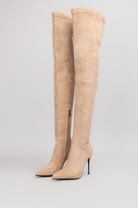 Чоботи висота 60 см бежевий замш 038125