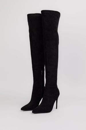 Сапоги длина 50 см черный замш 038127