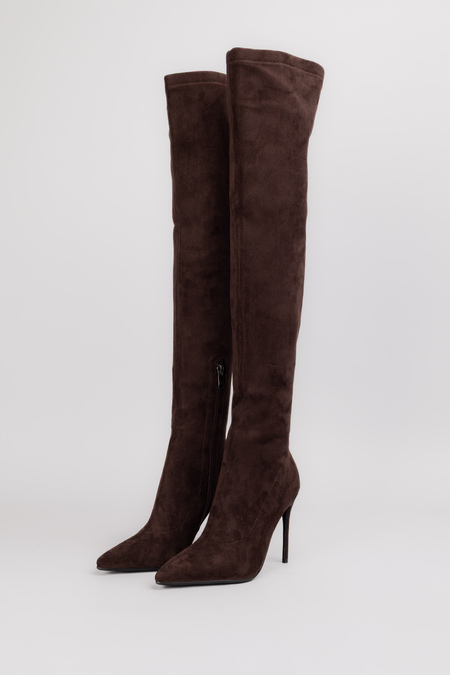 Сапоги длина 50 см темно-коричневый замш 038128