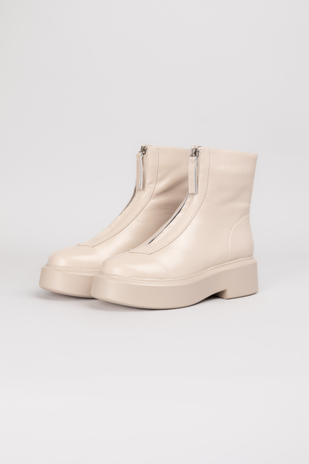 Черевики блискавка бежева шкіра 038129