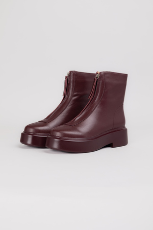 Черевики блискавка бордова шкіра 038130