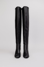 Чоботи довгі чорна шкіра 038146