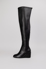 Чоботи довгі чорна шкіра 038146