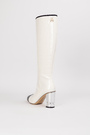 Сапоги черный носок каблуки серебряно-белая кожа 038147