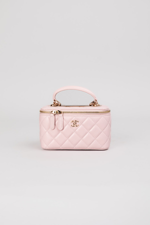 Сумка 16 см золота фурнітура рожева шкіра 038169
