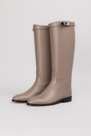 Сапоги серебряное лого серый замш 038177