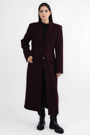Пальто пуговицы бордовый котон 038188