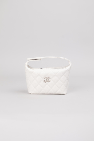 Сумка 16 см серебряное лого белая кожа 038251