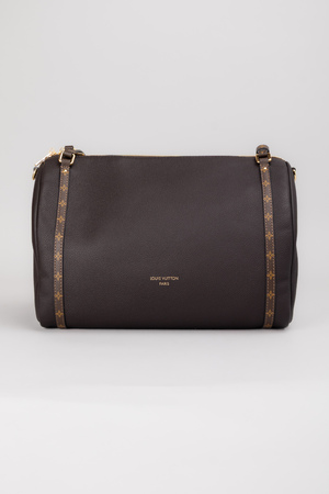 Сумка 35 см золотые аксессуары темно-коричневая кожа рельеф 038297