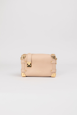 Сумка 20 см золоті аксесуари бежева шкіра 038307