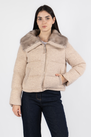 Куртка хутряний комірець бежевий текстиль 038331