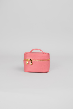 Сумка косметичка 15 см золоті аксесуари рожева шкіра 038337