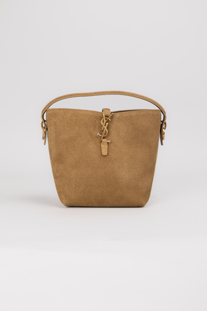 Сумка 23 см золоте лого хакі замш 038340