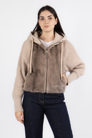 Куртка мех серый текстиль 038374