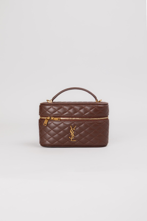 Сумка 19 см золоте лого коричнева шкіра 038385