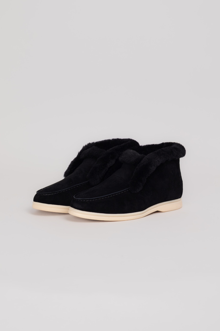 Лофери високі black чорний замш 038425