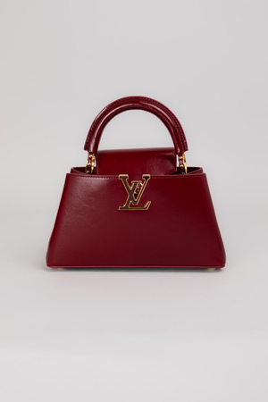 Сумка 26 см золотое лого вишневая кожа 038433