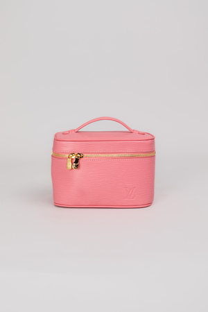 Сумка косметичка 19 см рожева шкіра 038434